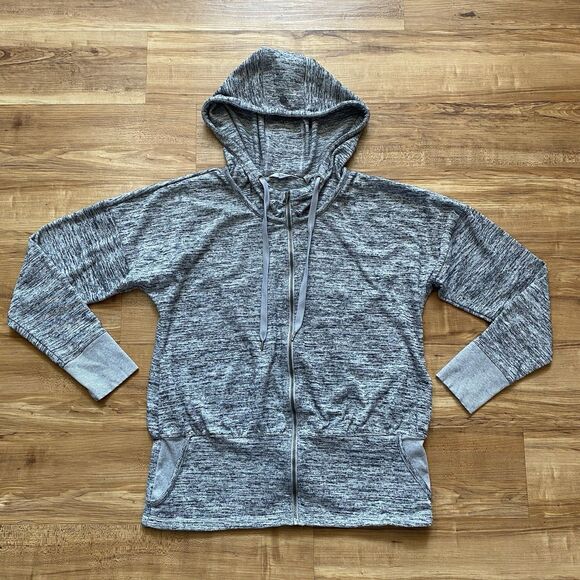 ATHLETA M Gray Batwing & Robin Full Zip Track Jacket Hoodie Athleisure Outdoor - Picture 12 of 16